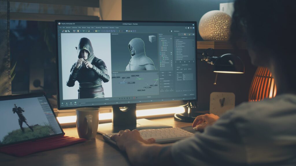 Game developer designing a new character using player insight
